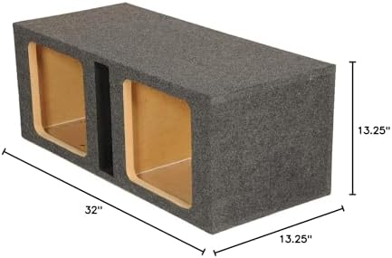 QPower QBOMB15VSQ QBOMB 15 Inch Center Vented Dual Ported Subwoofer Enclosure Speaker Box for Car Audio Sound Systems, Square