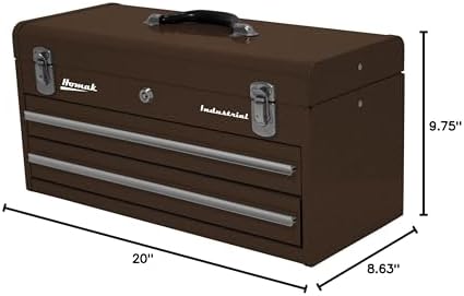 Homak Industrial 20-Inch 2-Drawer Friction Toolbox, Brown Winkle Powder Coat, BW00202200