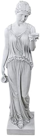 Design Toscano KY71304 Hebe Greek Woman Patron of Youth Indoor/Outdoor Garden Statue, Large Size, 10 inches Wide, 32 inches Tall, Handcast Polyresin, Antique Stone Finish