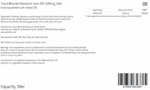 Trace Minerals Liquid Ionic Vitamin B12 1000 mcg, Methylcobalamin, 2 oz | Bioavailable methylcobalamin, Nerve and brain support