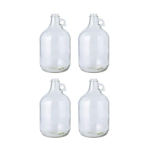 1 Gallon Glass Jug | 128 oz Clear Container Without Stopper or Cap | Reusable Glass Water Jug for juice, oils, syrups and liquid detergent, with a sturdy handle for storage | Laundry container