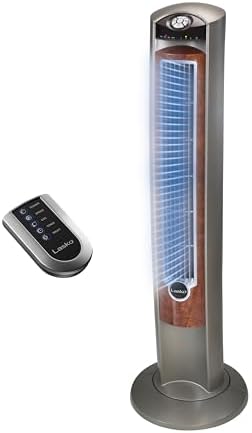 Lasko Oscillating Tower Fan with Remote - 42" - T42951 - Silver | Quiet Standing Fan for Bedroom, Office, and Home, 3 Speeds, Timer, Powerful Cooling Air, Nighttime setting, Space-Saving