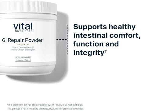 Vital Nutrients GI Repair Powder - Leaky Gut Powder with L Glutamine and Zinc - Digestive Enzyme Supplement to Support Gut Health and Digestion