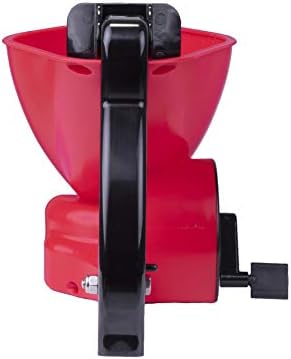 EarthWay 16014 LB Red Ergonomic Hand Spreader with Built-in Ergonomic Armrest and Trigger for Comfort and Adjustable Reel Control and Sealed Gearbox