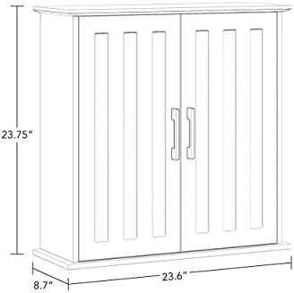 RiverRidge Monroe Two-Door Bathroom Wall Mount Medicine Cabinet, White | Adjustable Interior Shelf, Soft Close Hinges, Matte Black Handles