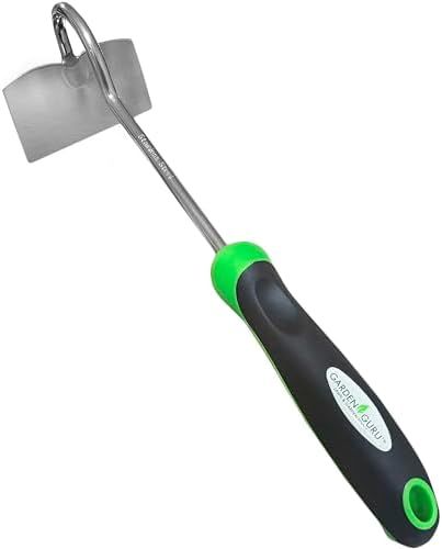 Garden Guru Hand Hoe Tiller Cultivator Tool - Stainless Steel for Ultimate Strength - Rust Resistant - Ergonomic Handle - Great for Gardening