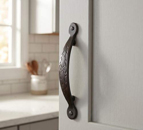 Cosmas 10 Pack 465ORB Oil Rubbed Bronze Leaf Pull 3 Inch Hole Centers | Leaf Design | 76mm Hole Centers | 5-3/4 Inch Overall | Kitchen, Bathroom & Dresser Hardware