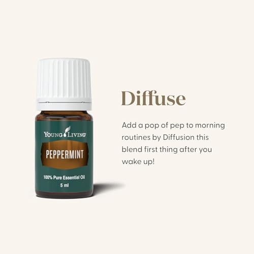 Young Living Peppermint Essential Oil | 5 ml | Refreshing Mint Aroma for Invigoration, Soothing Comfort, & Cognitive Clarity | Perfect for Diffusion