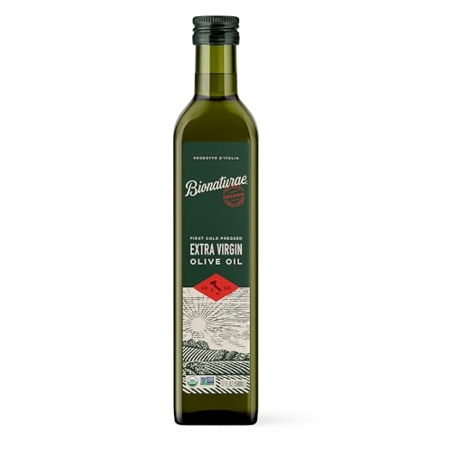 Bionaturae Extra Virgin Olive Oil - Organic Olive Oil, Non-GMO, USDA Certified Organic, Recyclable Glass, 100% Authentic Italian Olive Oil, Made in Italy - 17 Fl Oz