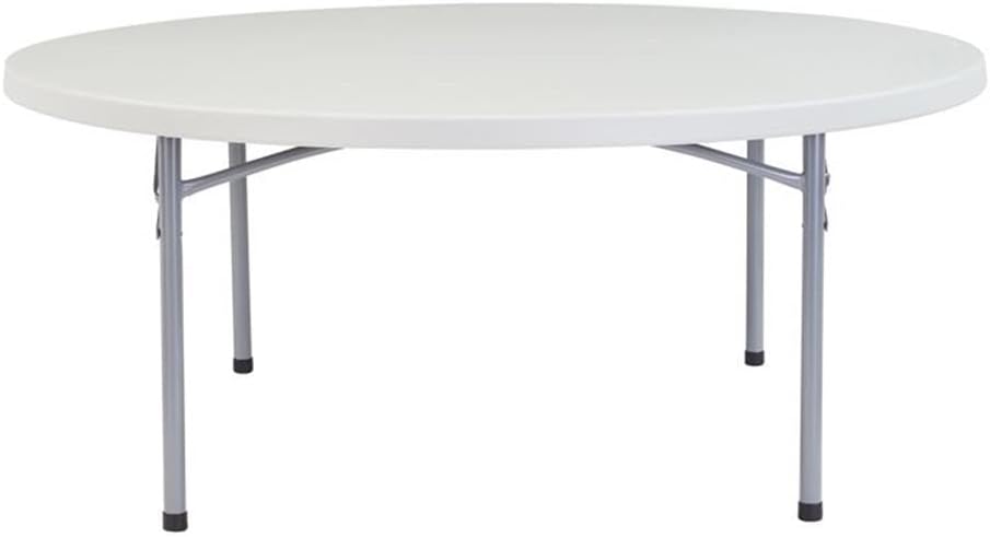 National Public Seating BT-R Series Steel Frame Round Blow Molded Plastic Top Folding Table, 700 lbs Capacity, 71" Diameter x 32" Height