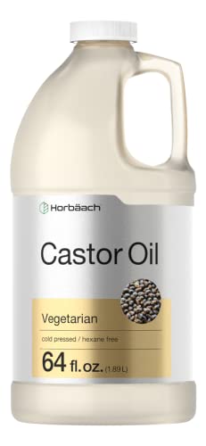 Horbäach Castor Oil 64 oz | For Hair, Eyelashes & Eyebrows | Hexane Free and Cold Pressed | Vegetarian, Non-GMO