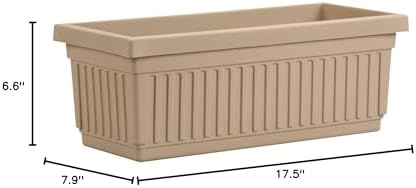 Rectangular Planter Box [Set of 6] Color: Sandstone, Size: 6.38'' H x 17.5'' W x 6.75'' D
