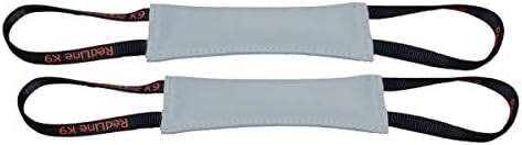 Redline K9 Bundle of 2 Premium Leather Bite Tug Toy 2 Handle 3 inch X 12 inch Dog Tug Toy
