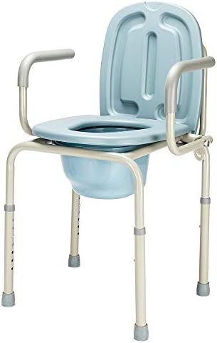 mefeir 450 LBS Drop Arm Bedside Commode Chair, Adjustable Height Toilet Seat with Safety Steel Frame & 8 Quart Pail