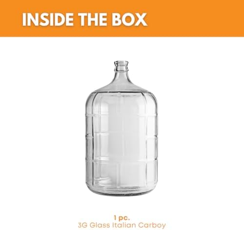 3 Gallon Clear Glass Italian Carboy - 30 mm Cork Neck Finish (CORK NOT INCLUDED)
