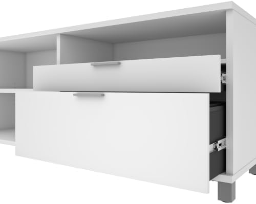 Bestar Pro-Linea 72W U-Shaped Executive Desk in Bark Grey | With Desk Shell, Credenza, Desk Bridge; for home or professional office use; 1 file drawer, 1 box drawer; Wood construction