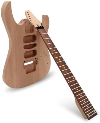 DIY Electric Guitar Kit Beginner Kit 6 String Right Hand JS Series | Mahogany Body, Mahogany Neck, Rosewood Fretboard, Black Hardware