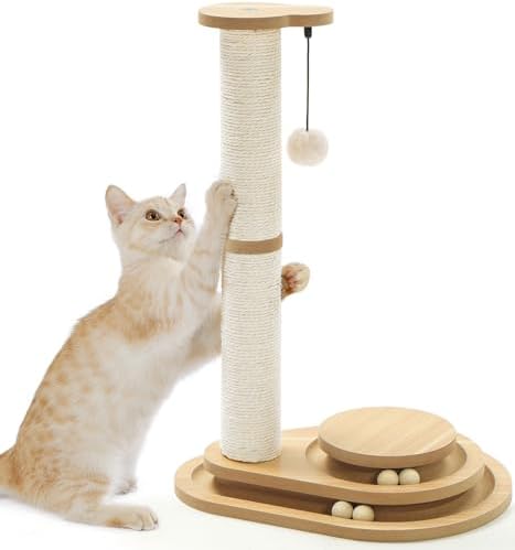 Made4Pets Kitten Toy Scratching Post for Indoor Cats with Ball Track