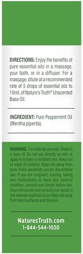 Nature's Truth Peppermint Essential Oil | 15 mL | Invigorating Peppermint Scent | for Diffusers and Aromatherapy | Plant Based, Non-GMO & Gluten Free