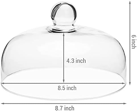 MyGift 8.7 Inch Round Glass Cake Dome Cover Pastry Display Cloche