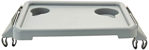 Lumex Folding Walker Tray with Cup Holders – Clip-On Walker Accessory, Tool-Free Installation, Grey