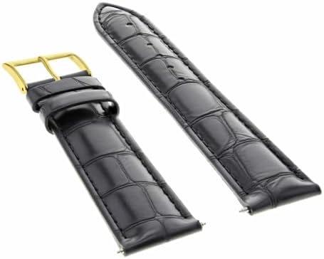 Ewatchparts 22mm Leather Watch Band Watch Strap Compatible With Invicta Pro Diver Watch Black With Gold Buckle
