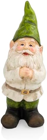Alpine Corporation 12" Tall Traditional Outdoor Garden Gnome Yard Statue Decoration