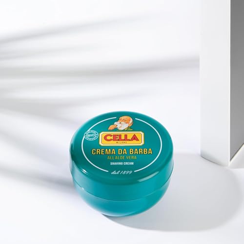 Cella Milano Bio Aloe Vera Shaving Cream Soap, 150 g Tub, Made in Italy