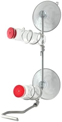 Window Hummingbird Feeder | Handcrafted Copper and Aluminum | Multiple Stations | Modern Hummingbird Feeder | Glass Bottles | Suction Cups (Copper, Four Station)