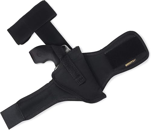 Houston Gun Holsters Ankle Revolver Holster, .38 J-Frame | Concealed Carry Ankle Holster, Fits .38 Special J-Frame Revolvers, 2.5 in Barrel or Less, Adjustable Strap, Black