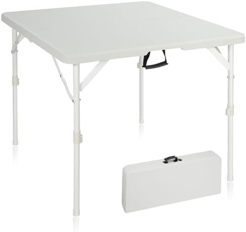 REDCAMP 34" Square Folding Card Table with Resin Top, Portable Fold in Half Small Card Tables with Collapsible Legs for Adults Indoor Outdoor Use
