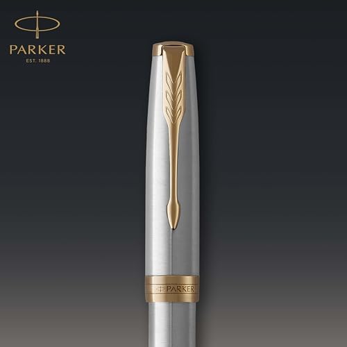 Parker Sonnet Fountain Pen, Matte Black Lacquer with Gold Trim, Medium Nib, Premium Gift Box, Ideal for Gifting