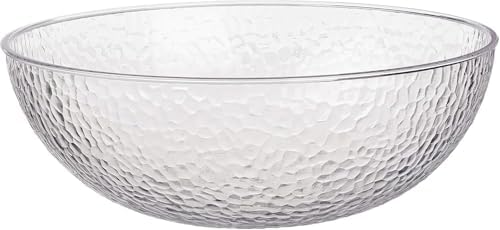 Lillian Collection Stunning Clear Plastic Round Hammered Bowl - 12" (1 Pc.) - Unique Textured Design - Perfect for Parties & Displays
