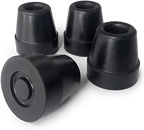 DMI Durable Replacement Quad Cane Tips, Extra Stability, No-Slip Grip, 1/2 Inch, FSA and HSA Eligible, (Pack of 4)