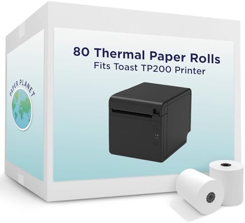 PaperPlanet Thermal Paper for Toast TP200 Printer | 20 Rolls | Thermal Receipt Paper, Compatible with Toast TP200 Printer