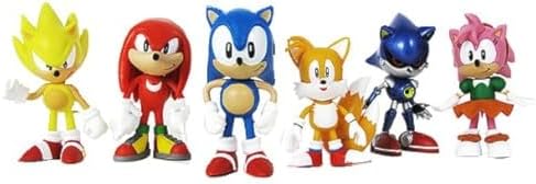 TRU Exclusive Sonic Multi Pack - 2" Action Figure Set (6 Classic Figures - Knuckles, Super Sonic, Amy, Metal Sonic, Tails)