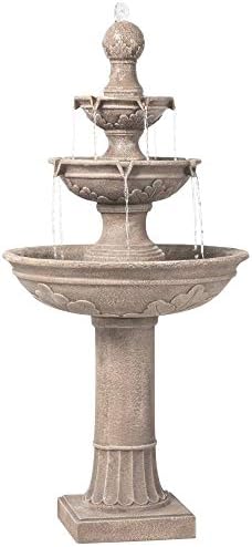 John Timberland Stafford 48" Three Tier Traditional Garden Outdoor Fountain | Large Italian Indoor Decor Faux Stone Floor Waterfall 3-Tier Standing