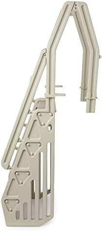 Deluxe Adjustable 24 Inch Wide in Pool Step Ladder Entry System for Above Ground Swimming Pools with Non Slip Steps, Taupe