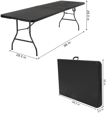 Cosco 6ft Fold-in-Half Blow Molded Folding Table, Indoor/Outdoor, Comfort Handle, Lightweight Plastic Construction - White