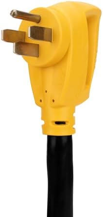 Camco Power Grip 25-Ft 50 Amp RV Extension Cord - NEMA 14-50P Male & FSS2-50R Locking Female Connectors - Rated for 125/250 V/12,500 W - Features Copper 6/3 + 8/1-Gauge Wires for Conductivity (55542)