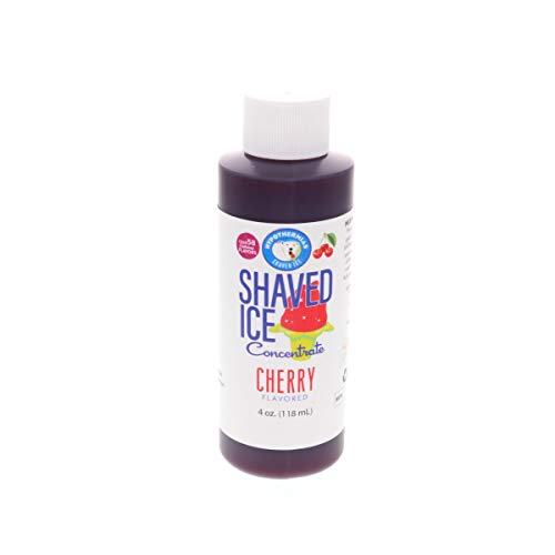 Hypothermias Shaved Ice and Snow Cone Syrup Unsweetened Flavor Concentrate - 4 Fl Oz - Makes 1 Gallon of Ready to Use Syrup - Cherry - Must Add