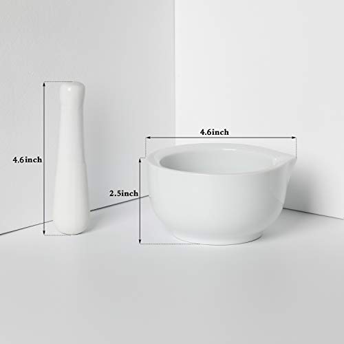 LEETOYI Small Ceramic Mortar Pestle Set, Herb Grinder Pill Crusher 3.3-inch