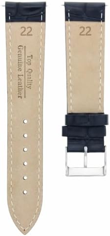 Ewatchparts 22mm Italia Leather Watch Strap Compatible With 43mm Invicta Signature II 7282 7345 Black With White Stitching