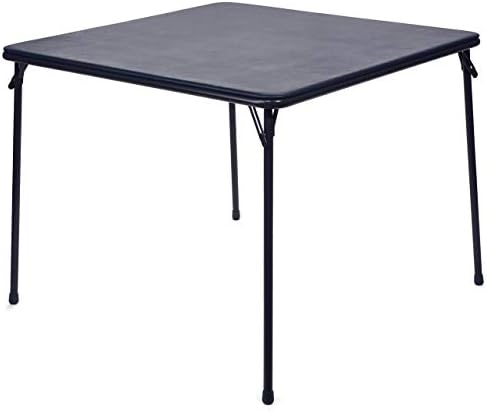 38" Square Folding Card Table - Portable, Easy-to-Store, Vinyl Upholstered, Sturdy Steel, Wheelchair Accessible - Beige