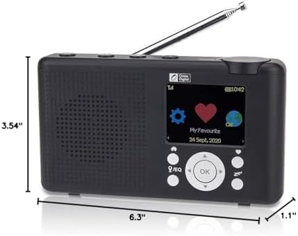 Ocean Digital WR-23F Portable FM Internet Radio 2.4” Color LCD Built-in Battery Wi-Fi Bluetooth (Black)