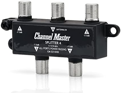 Channel Master Splitter 2 | 2-Way Splitter Distributes Digital HDTV Antenna Signal to 2 TVs, One Input and Two Outputs, Power Passing for Preamplifiers and Boosters, Low-Loss Design, Indoor/Outdoor