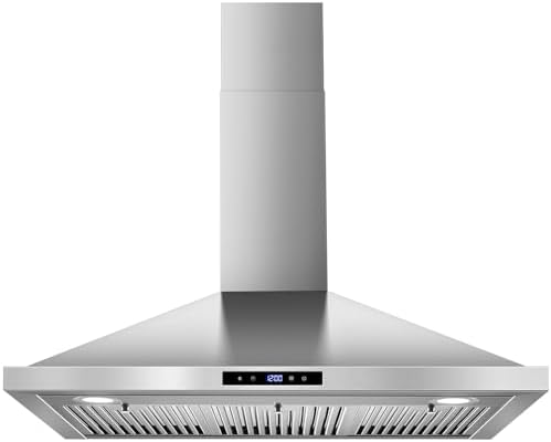 Tieasy Wall Mount Range Hood 30 inch Kitchen Hood 700 CFM with Ducted/Ductless Convertible Duct, Touch Control, Permanent Filters, Stainless Steel