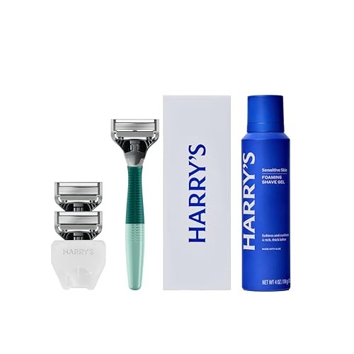Harry's Original Shaving Kit for Men - Razor Handle, 3 Refills, Shave Gel