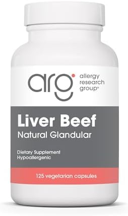 Allergy Research Group ARG Liver Beef Natural Glandular - 1000 mg Bovine Liver - Supports Liver Function - Hypoallergenic Formula - 62 Servings