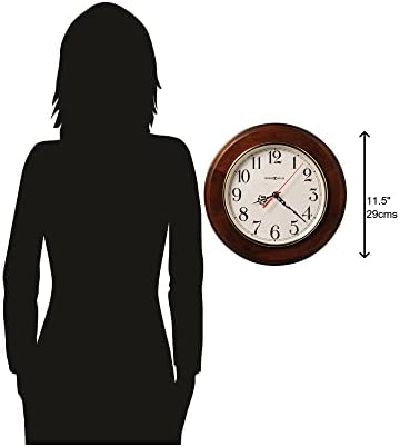 Howard Miller Brentwood Wall Clock – Wood Finish, Brass Bezel, Silent Quartz Movement, Round, Battery Operated, Home or Office Decor